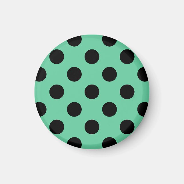 Svarta polka dots på mynta grönt magnet (Framsidan)