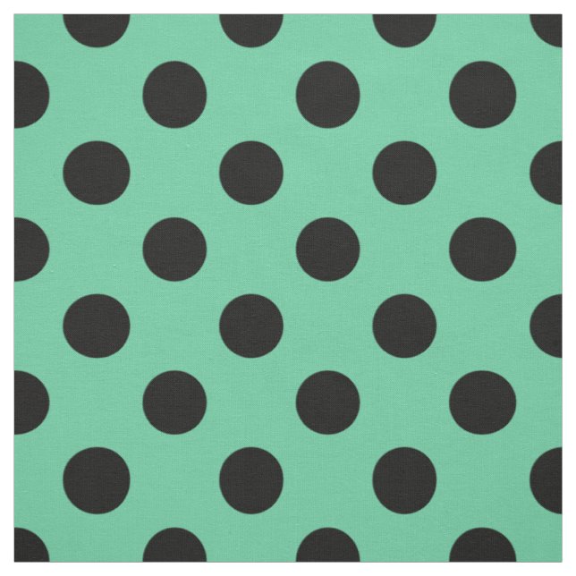 Svarta polka dots på mynta grönt tyg (Provkarta)