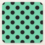 Svarta polka dots på mynta grönt underlägg papper kvadrat<br><div class="desc">Svarta polka dots på mynta grönt</div>