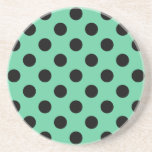 Svarta polka dots på mynta grönt underlägg sandsten<br><div class="desc">Svarta polka dots på mynta grönt</div>