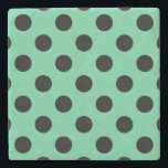 Svarta polka dots på mynta grönt underlägg sten<br><div class="desc">Svarta polka dots på mynta grönt</div>