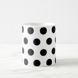 Svarta polka dots på vit bakgrund kaffemugg