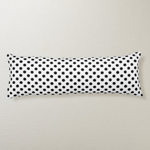Svarta Polka dots på vit bakgrund Kroppskudde