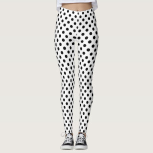 Svarta Polka dots på vit bakgrund Leggings