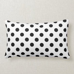 Svarta Polka dots på vit bakgrund Lumbarkudde