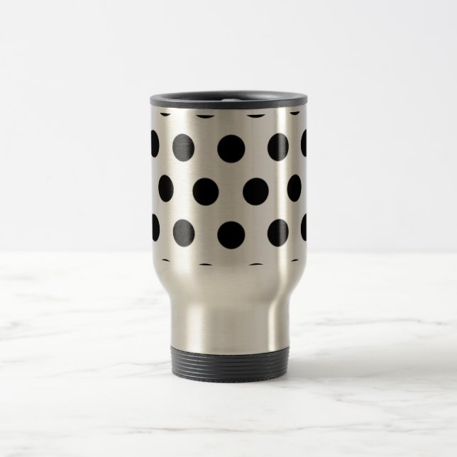 Svarta polka dots på vit bakgrund resemugg (Center)