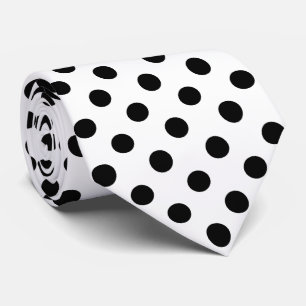 Svarta Polka dots på vit bakgrund Slips