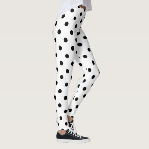 Svarta polka dots på vitt leggings