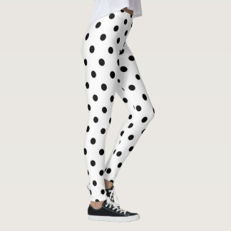 Svarta polka dots på vitt leggings