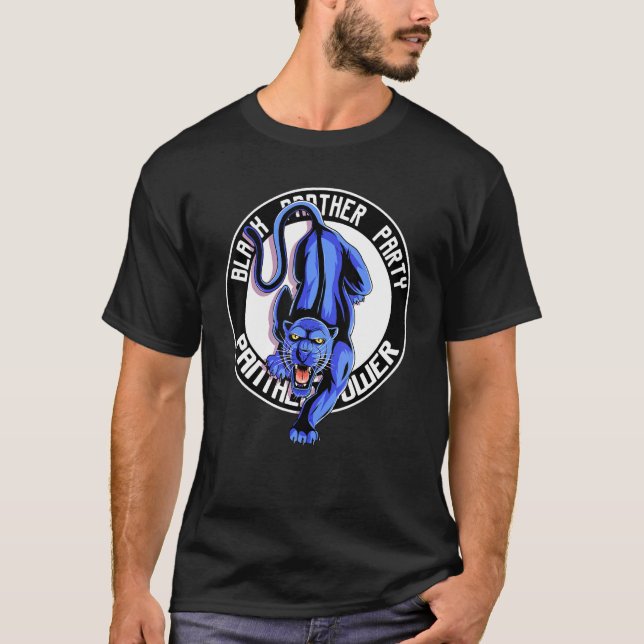 Svarta Power Panther Party Retro-historik för T Shirt (Framsida)