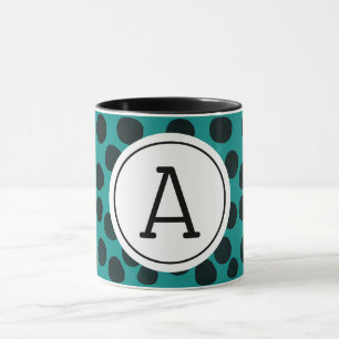 Svarta prickar med vattenfärg med Monogram Mugg