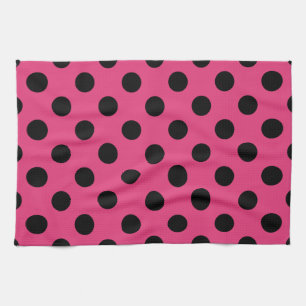 Svarta prickar på fuchsia kökshandduk