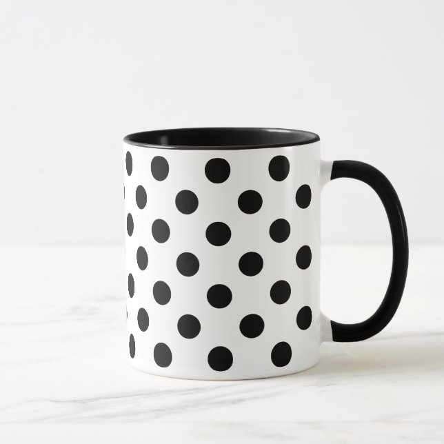 Svarta prickar på vit bakgrund mugg (Höger)