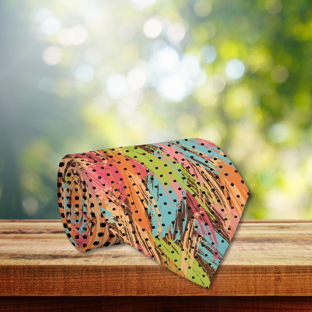 Svarta prickor för färgad Abstrakt på Multifärgad Slips (Skapare uppladdad)