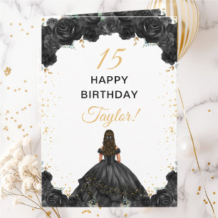 Svarta prinsessan Blommig Grattis på födelsedagen Kort