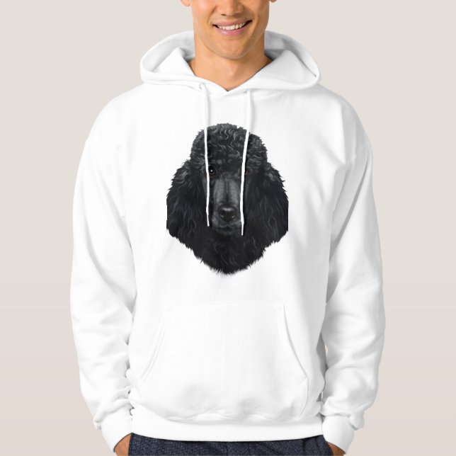 Svarta Pudel Hund Ansikte Hoodie (Framsida)