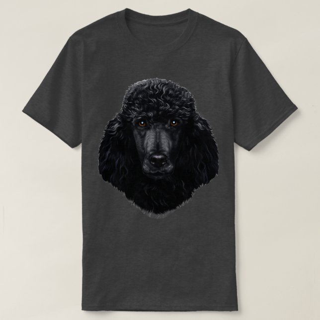 Svarta Pudel Hund Ansikte T Shirt (Design framsida)