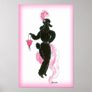 Svarta pudel i päls Poster Skriv ut