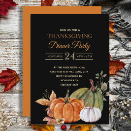 Svarta pumpa Thanksgiving middagskalas Inbjudningar