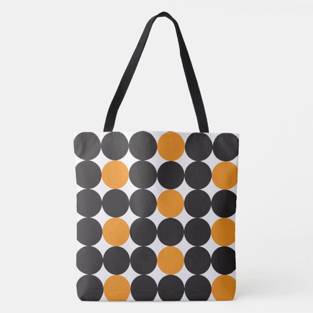 Svarta punkter i fetstil, Orange, geometriskt Möns Tygkasse (Framsida)