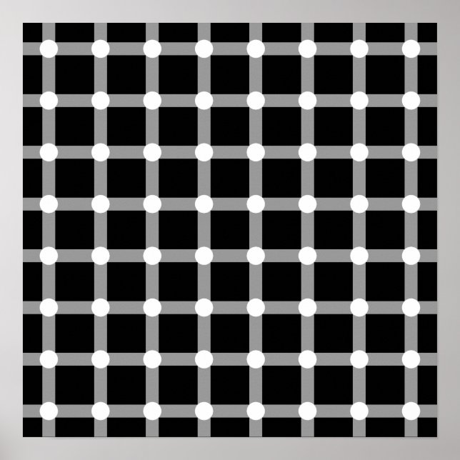 Svarta punkter Vita rasterrutnätstreck Optisk bild Poster (Framsidan)