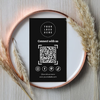 Svarta QR-kod för medieikoner i social Visitkort