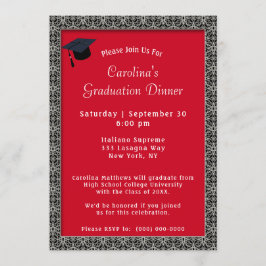 Svarta Ram, innerhäcksrödröd Studenten Inbjudningar