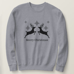 Svarta renar och snöflingor God Jul Lång Ärmad Tröja