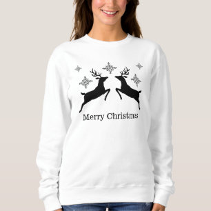 Svarta renar och snöflingor God Jul T Shirt