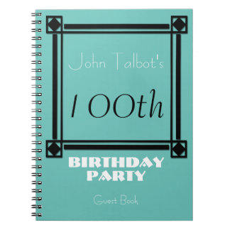 Svarta retro ram 100:e Födelsedagsfesten Guest Bok Anteckningsbok