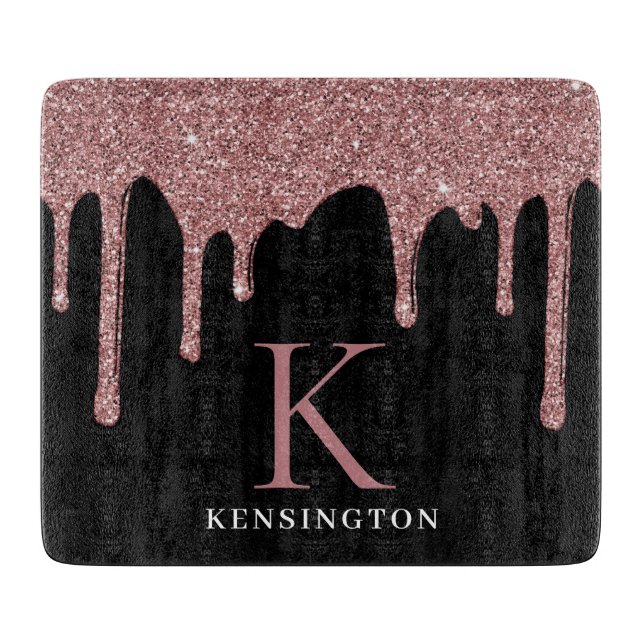 Svarta Ro Guld Gnistra Glitter Drives Monogram (Framsidan)