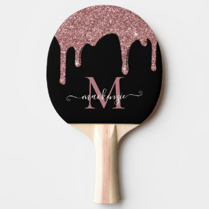 Svarta Ro Guld Gnistra Glitter Drives Monogram Pingisracket