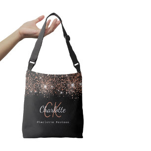 Svarta ro guld-monogrammet axelväska