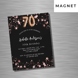 Svarta ro guld-stjärnor lyxen 70-årsdagen magnetisk inbjudningskort