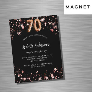 Svarta ro guld-stjärnor lyxen 70-årsdagen magnetisk inbjudningskort