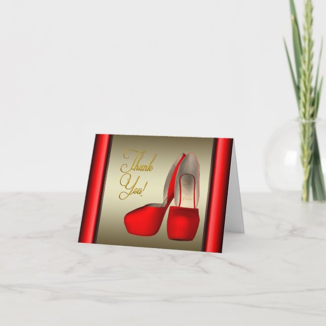 Svarta röda Guld-Tack Tack Kort (Framsida)