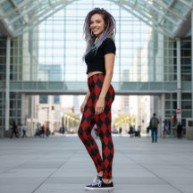 Svarta & röda Harlekin-mönstrade Leggings