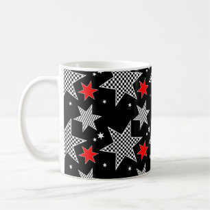 Svarta, röda och vita stjärnor kaffemugg