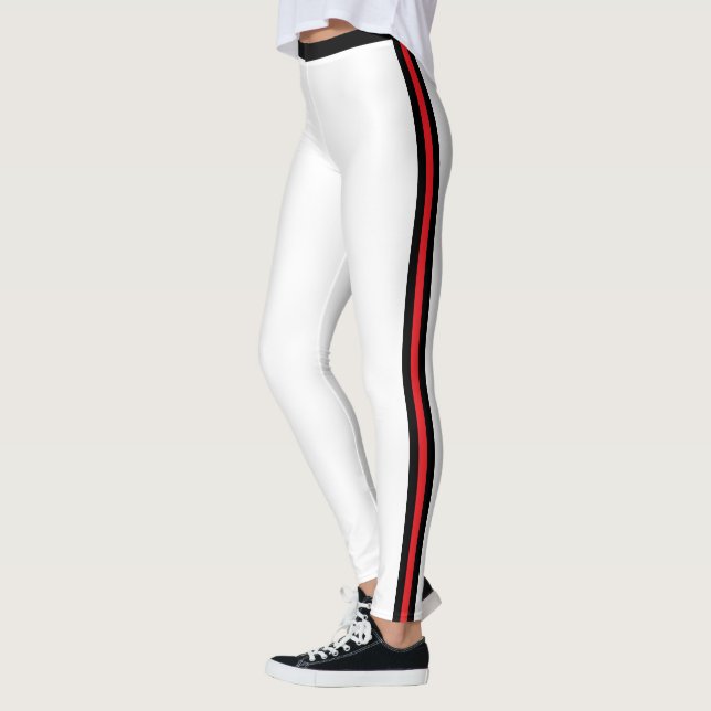 Svarta röda sidans Rand vita fläckar - ditt Färg Leggings (Vänster)