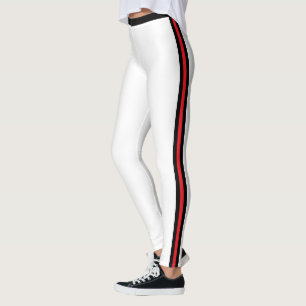 Svarta röda sidans Rand vita fläckar - ditt Färg Leggings
