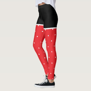 Svarta röda vita prickar leggings