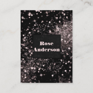 Svarta & Rosa Glittrande Ljusslingor Glam Glitter  Visitkort