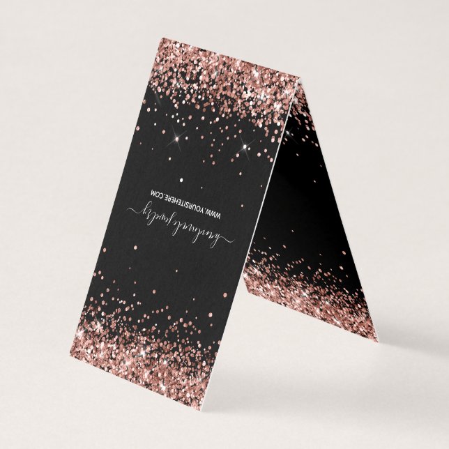 Svarta Rosa Guld Glitter 2 Halsbands Displaykort Kort (Framsida)