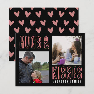 Svarta rosa kramar och kyssar 2 familjefoto Alla h Julkort