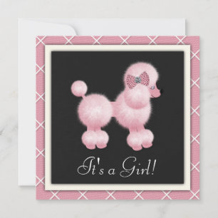 Svarta Rosa Pudel Baby Shower Inbjudningar
