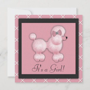 Svarta rosa pudel baby shower inbjudningar
