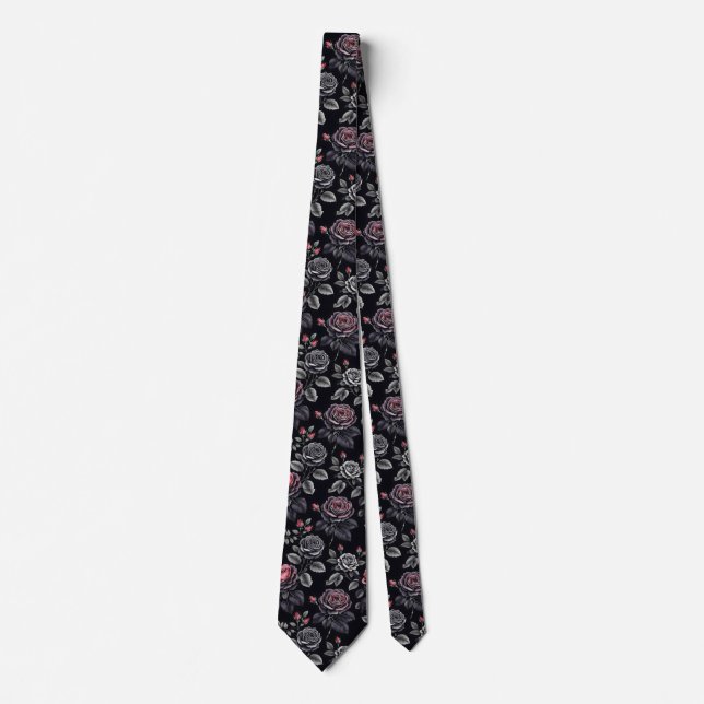 Svarta rosa rosor  slips (Framsida)