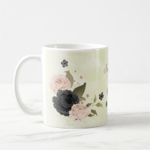 svarta rosablommor kaffemugg