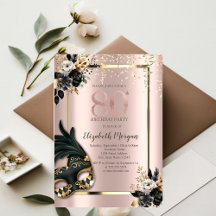 Svarta Rosers Maskerad Konfetti Roséguld 80-årsdag