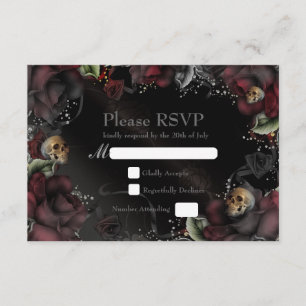 Svarta rosor & Döskallar Gotiskt bröllop RSVP-kort OSA Kort